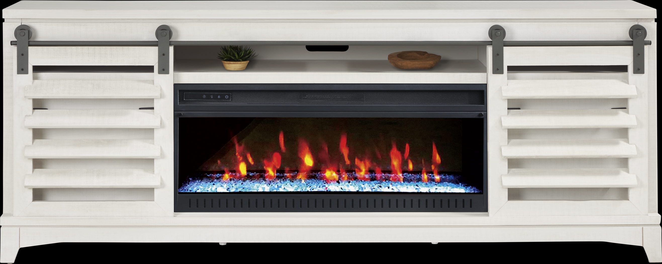 Canoe Creek II White 88 in. Console with Electric Fireplace - Thumbnail - Image 2