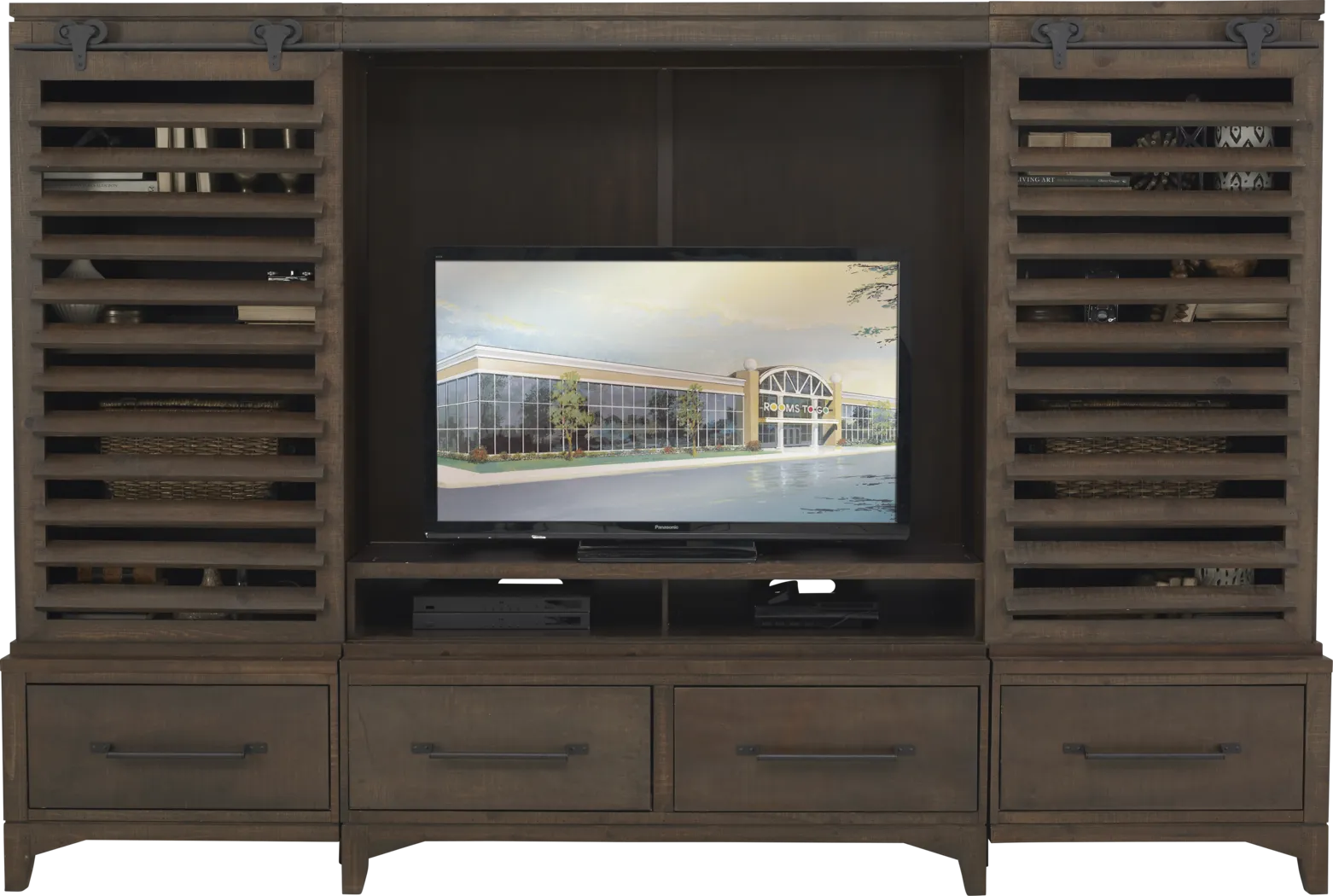 Canoe Creek Tobacco Dark Wood 5 Pc Wall Unit