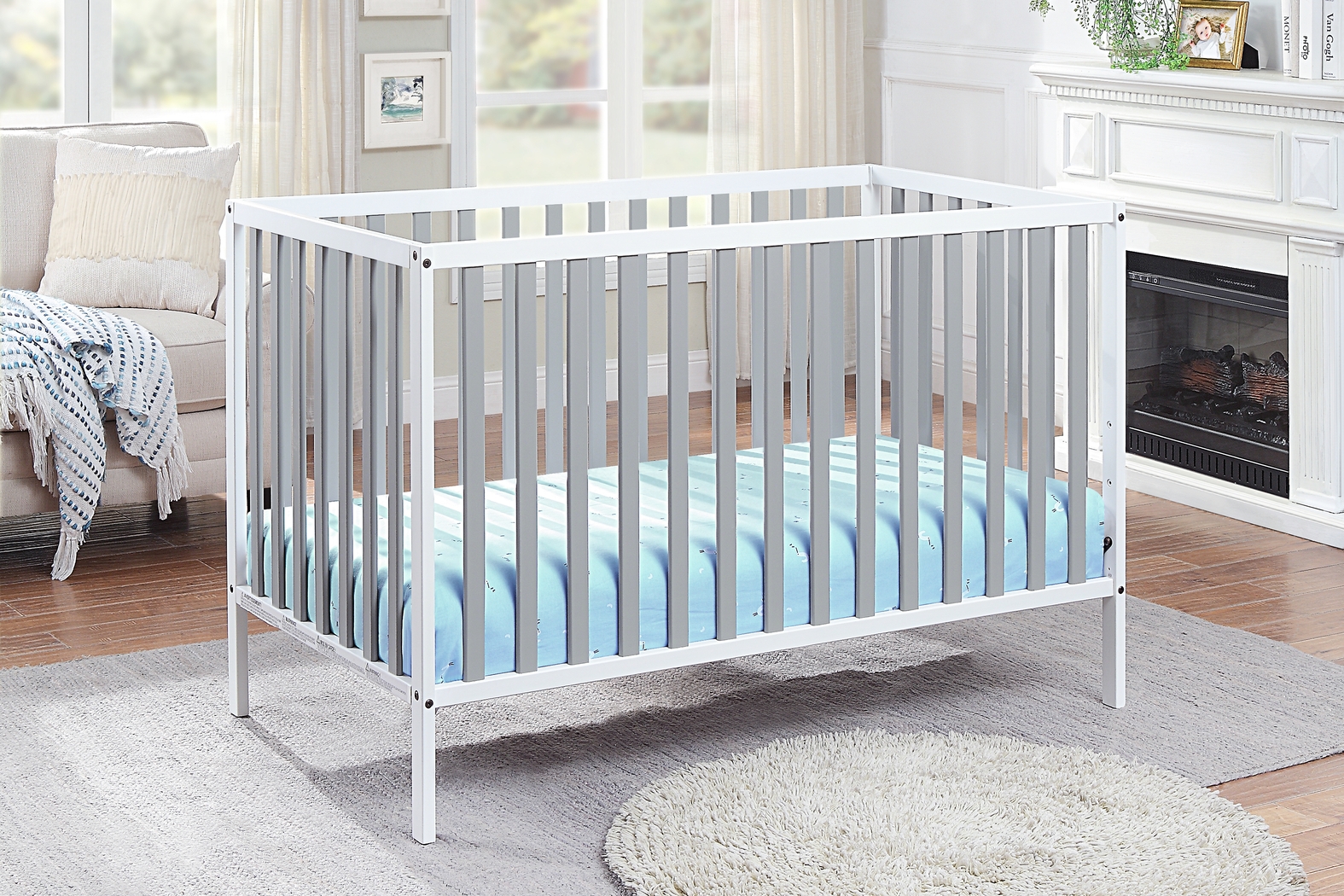 Kids Canticle Gray/White Crib - Thumbnail - Image 5