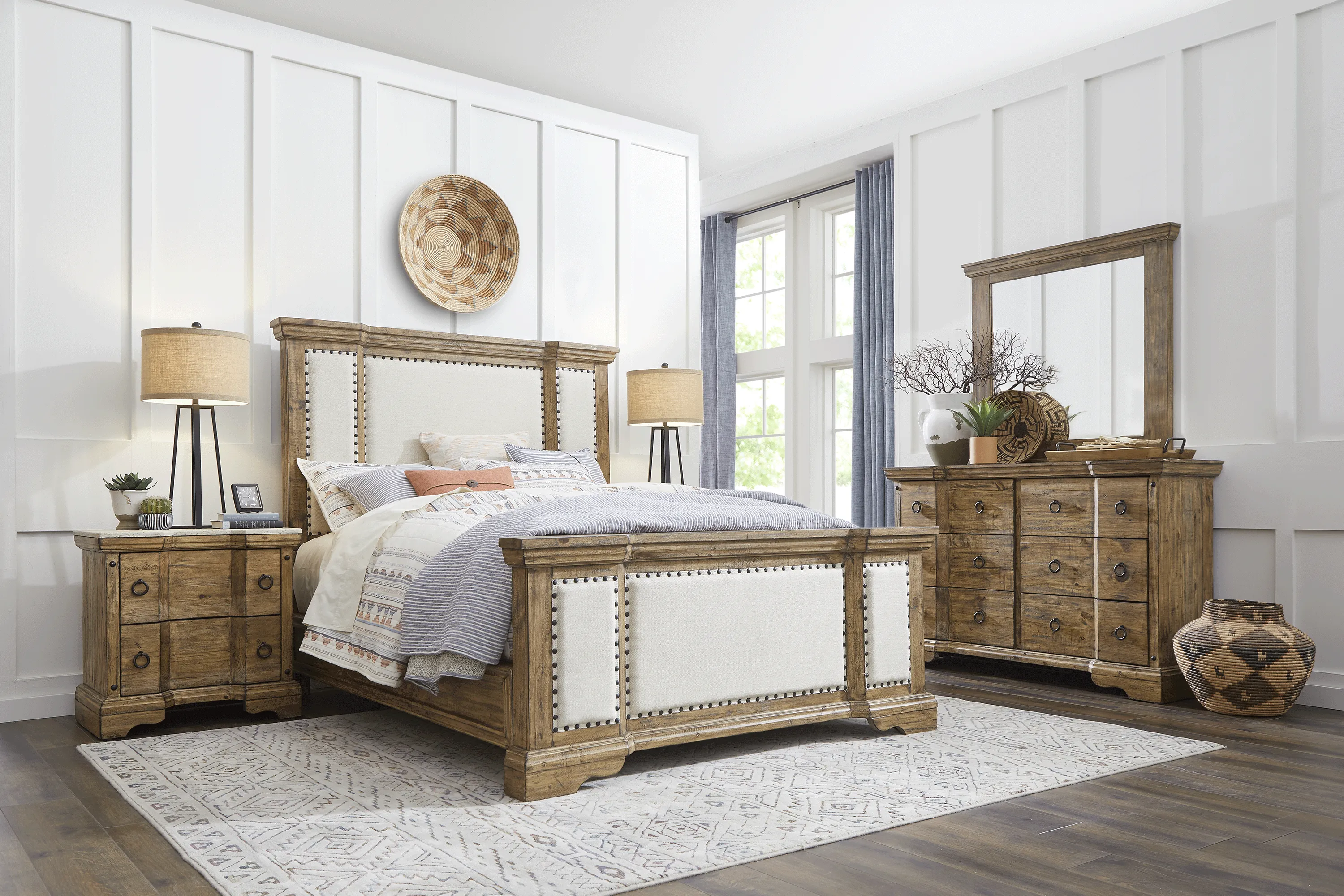 Canyon City Camel 7 Pc Queen Upholstered Bedroom - Thumbnail - Image 1