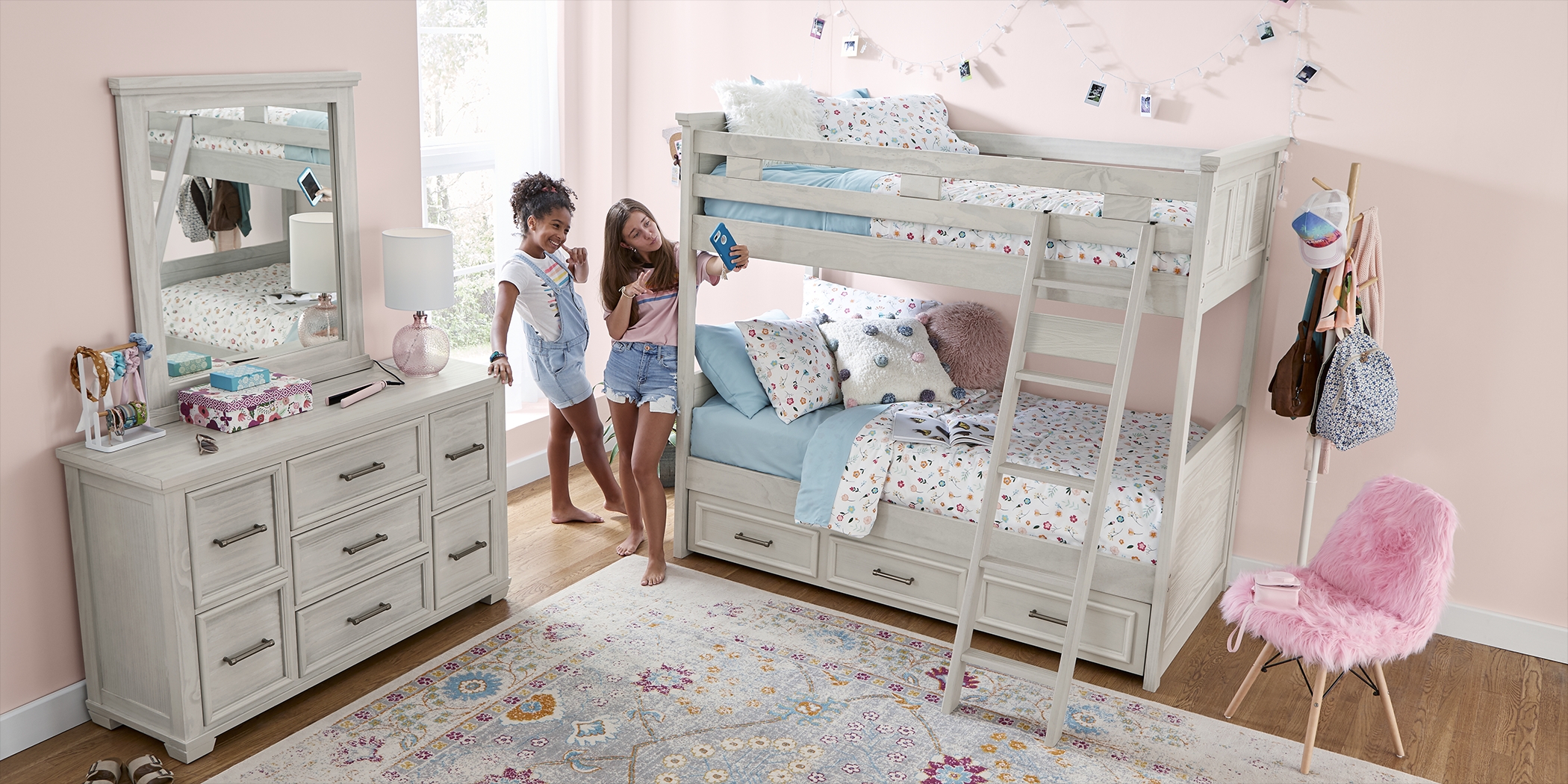Kids Canyon Lake Ash Gray Twin/Twin Bunk Bed - Thumbnail - Image 4
