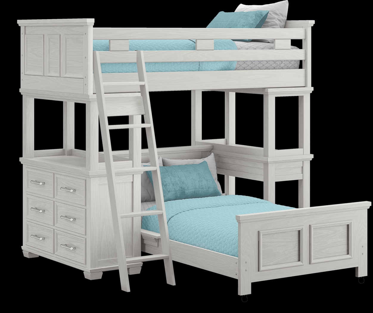 Kids Canyon Lake Ash Gray Twin/Twin Loft with Dresser and Desk - Thumbnail - Image 1