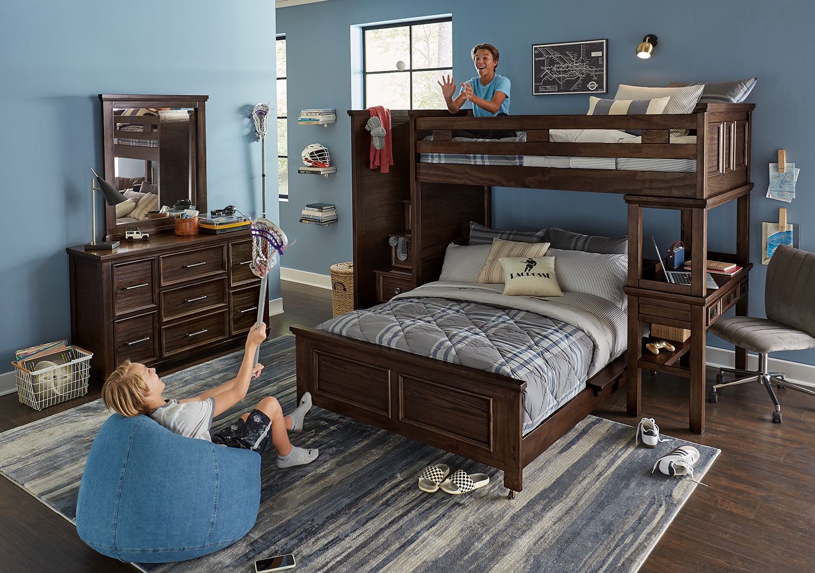 Kids Canyon Lake Java Twin/Full Step Loft with Desk - Thumbnail - Image 4