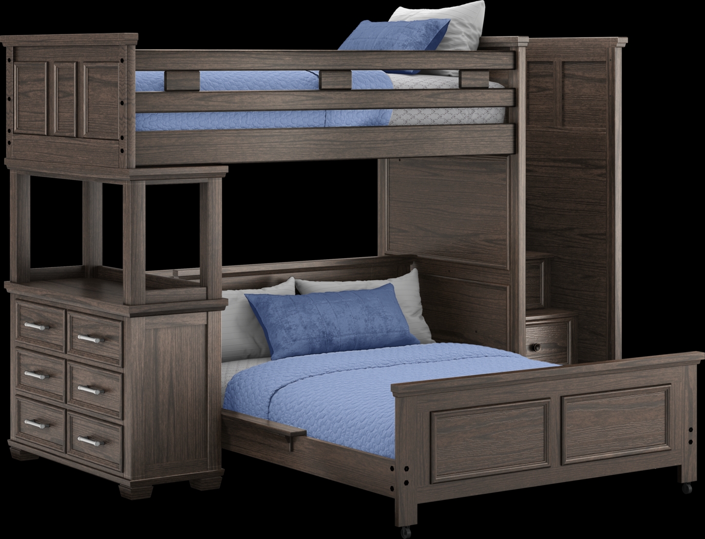 Kids Canyon Lake Java Twin/Full Step Loft with Dresser - Thumbnail - Image 1