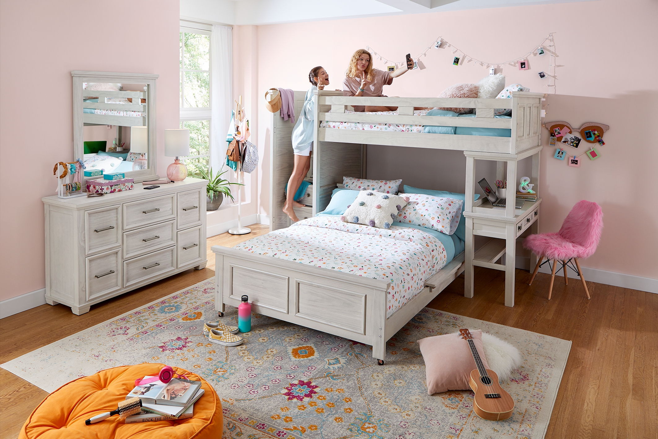 Kids Canyon Lake Ash Gray Twin/Full Step Loft with Desk - Thumbnail - Image 4