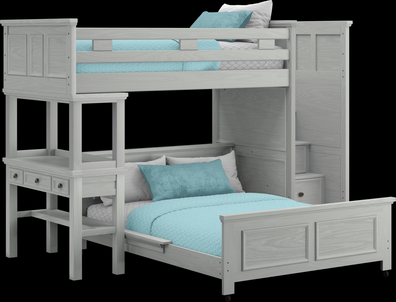 Kids Canyon Lake Ash Gray Twin/Full Step Loft with Desk - Thumbnail - Image 1