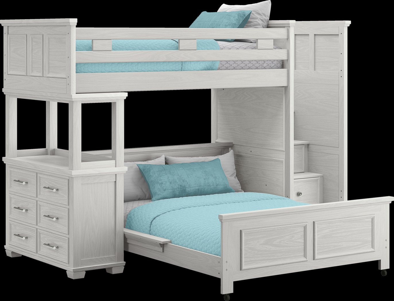 Kids Canyon Lake Ash Gray Twin/Full Step Loft with Dresser - Thumbnail - Image 1
