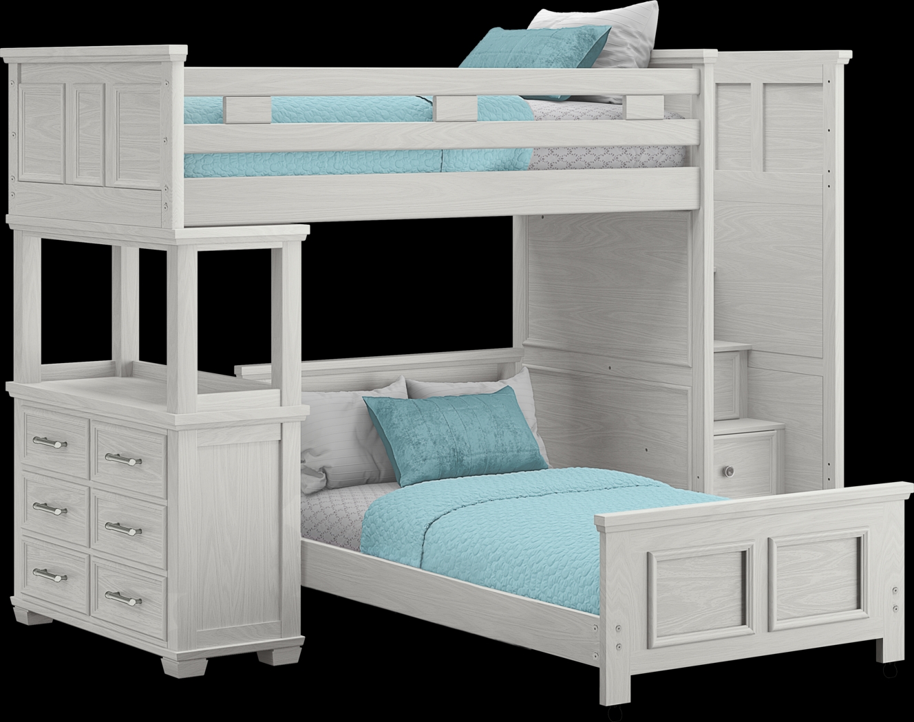 Kids Canyon Lake Ash Gray Twin/Twin Step Loft with Dresser - Thumbnail - Image 1
