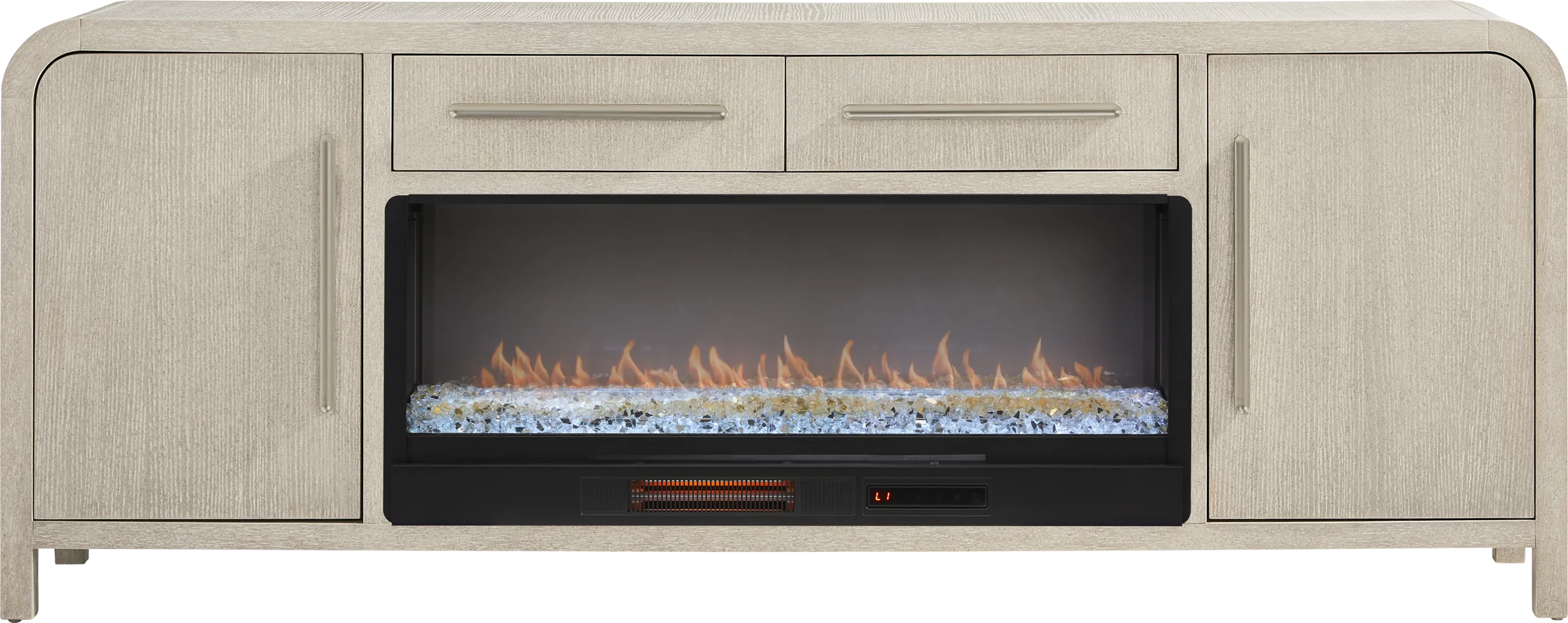 Canyon Light Gray 84 in. Console with Electric Fireplace - Thumbnail - Image 1