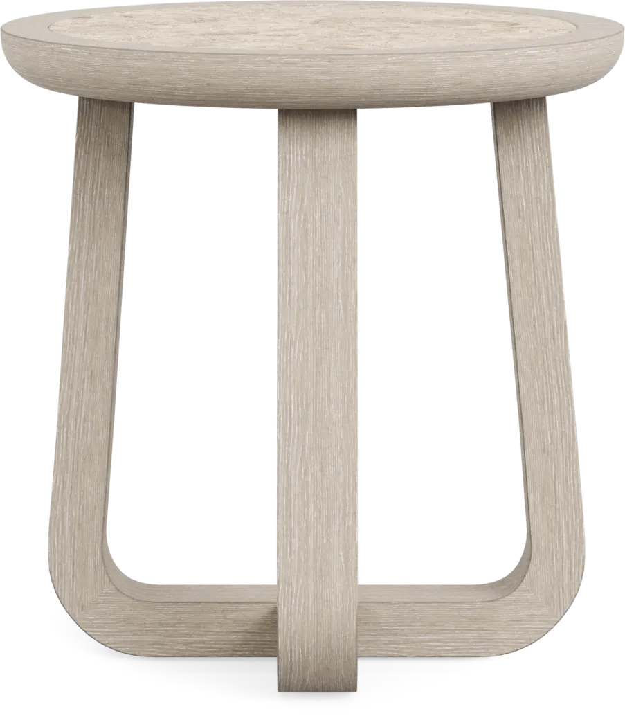 Canyon Light Gray Round End Table with Stone Top - Thumbnail - Image 2