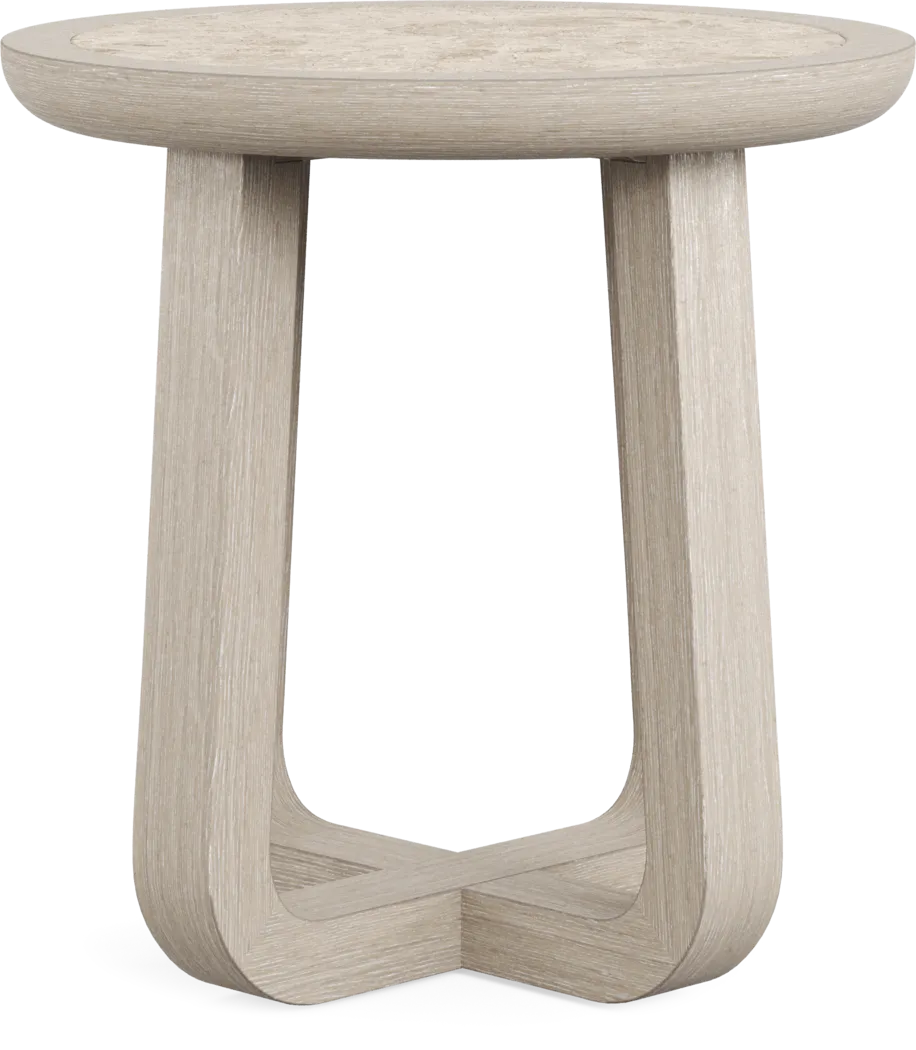 Canyon Light Gray Round End Table with Stone Top - Thumbnail - Image 1