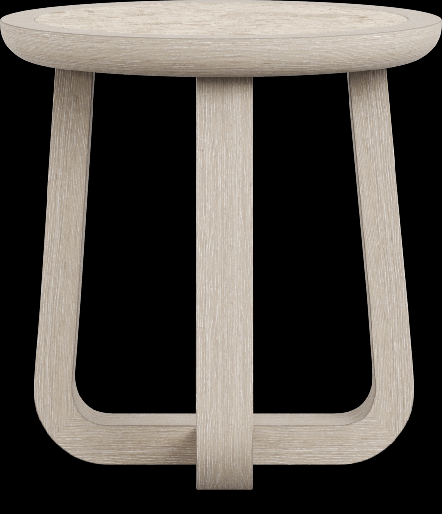 Canyon Light Gray Round End Table with Stone Top - Thumbnail - Image 2