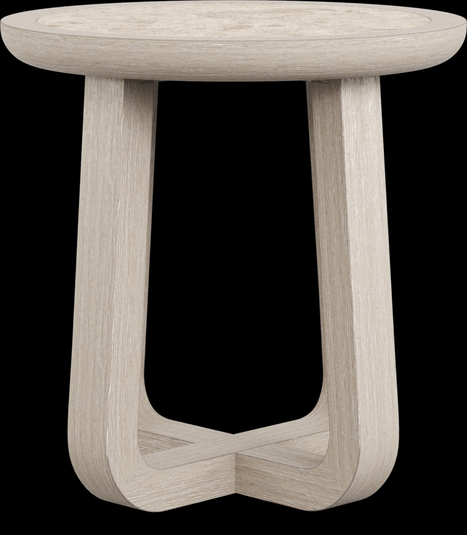 Canyon Light Gray Round End Table with Stone Top - Thumbnail - Image 1