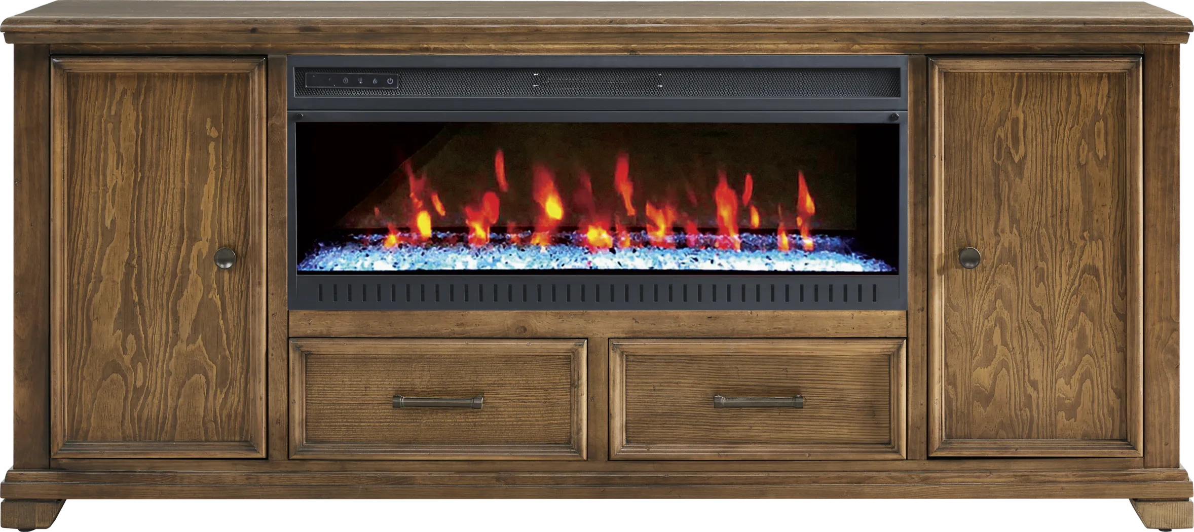 Canyon River Saddle 81 in. Console with Electric Fireplace - Thumbnail - Image 1