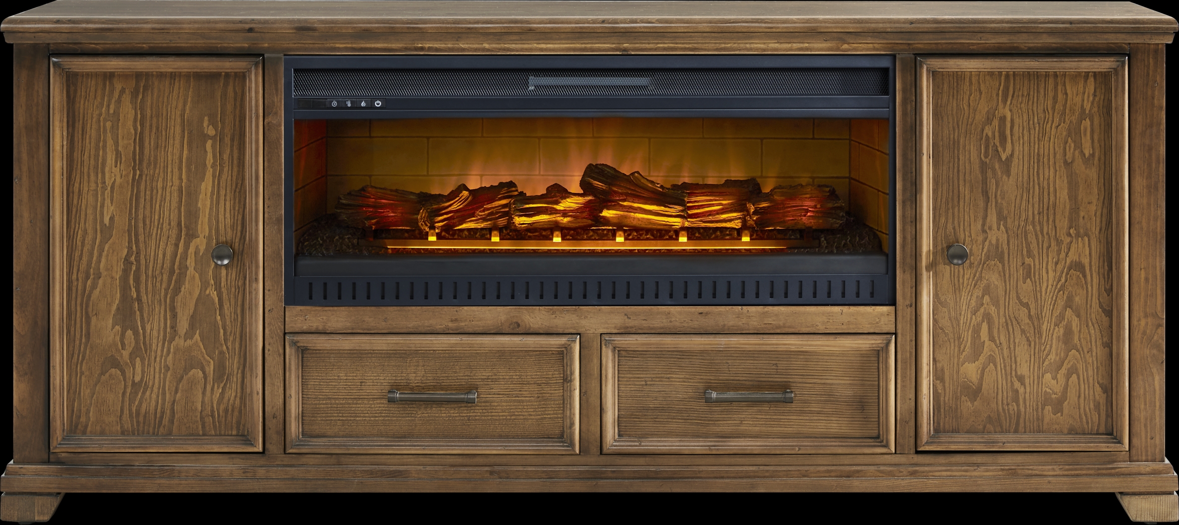 Canyon River Saddle 81 in. Console with Electric Log Fireplace - Thumbnail - Image 1