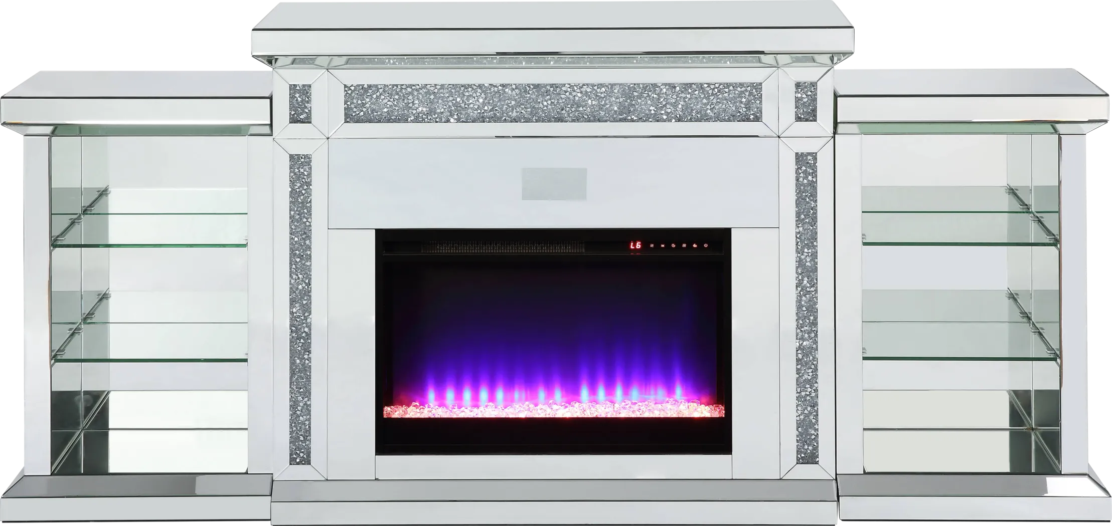 Capewood Silver 82 in. Console, With Electric Fireplace - Thumbnail - Image 1