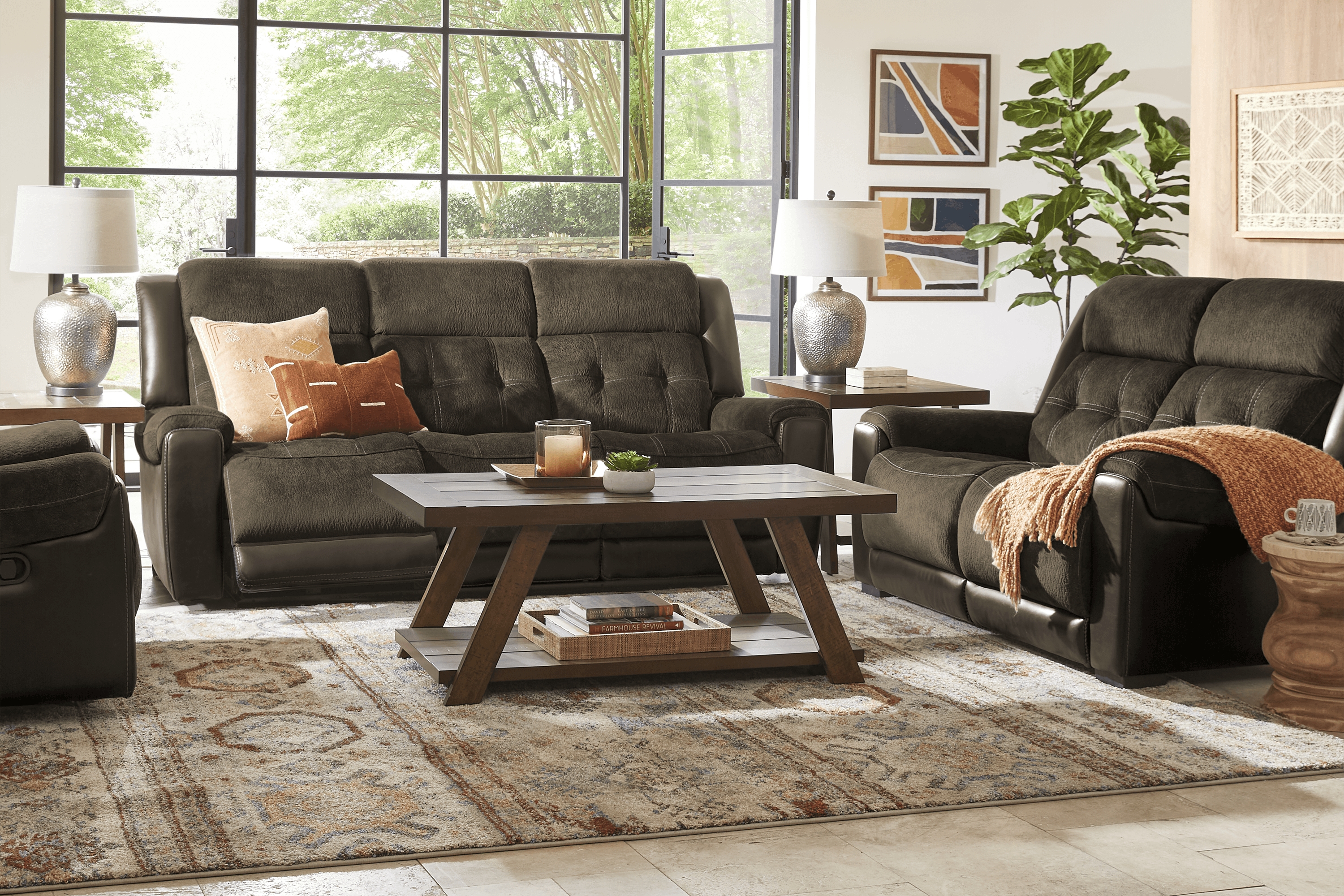 Capwood Brown 5 Pc Living Room with Reclining Sofa - Thumbnail - Image 1
