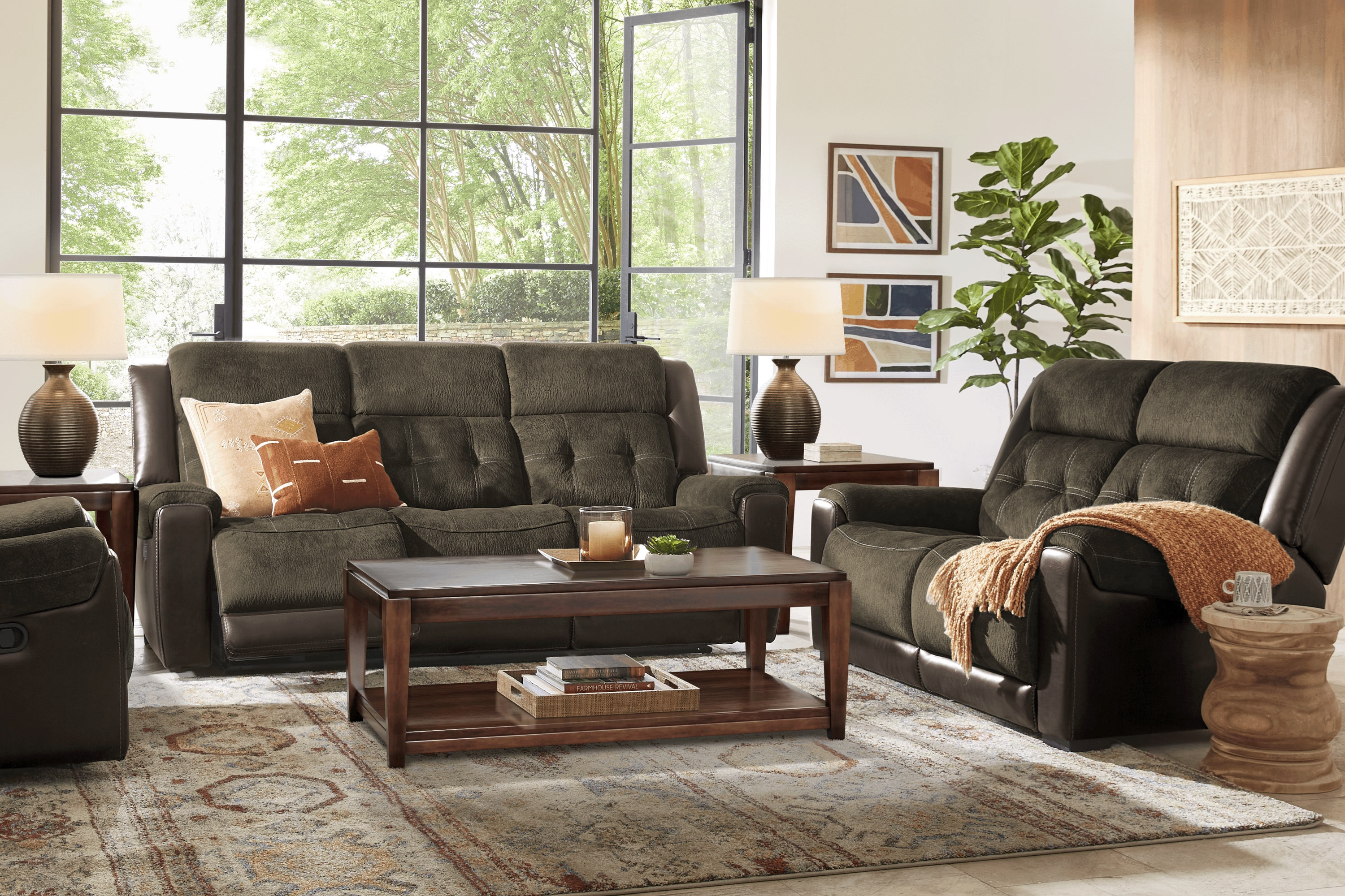 Capwood Brown 7 Pc Living Room with Reclining Sofa - Thumbnail - Image 1