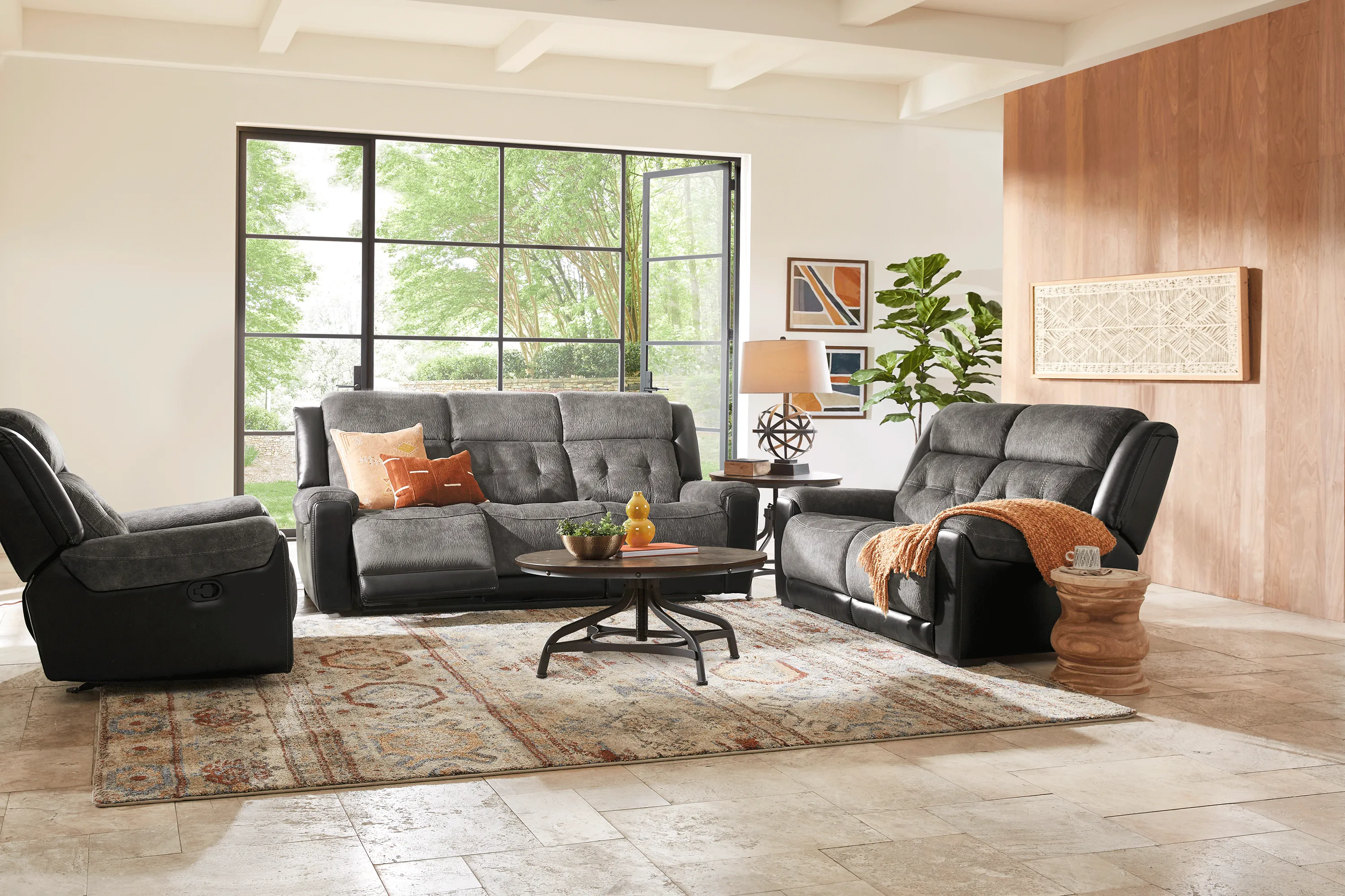 Capwood Gray 3 Pc Living Room with Reclining Sofa - Thumbnail - Image 1