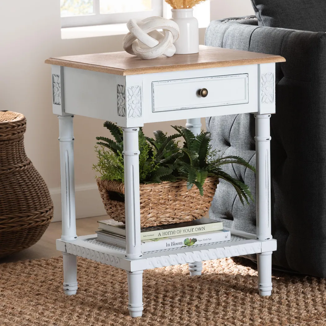 Caracaly White End Table - Thumbnail - Image 2
