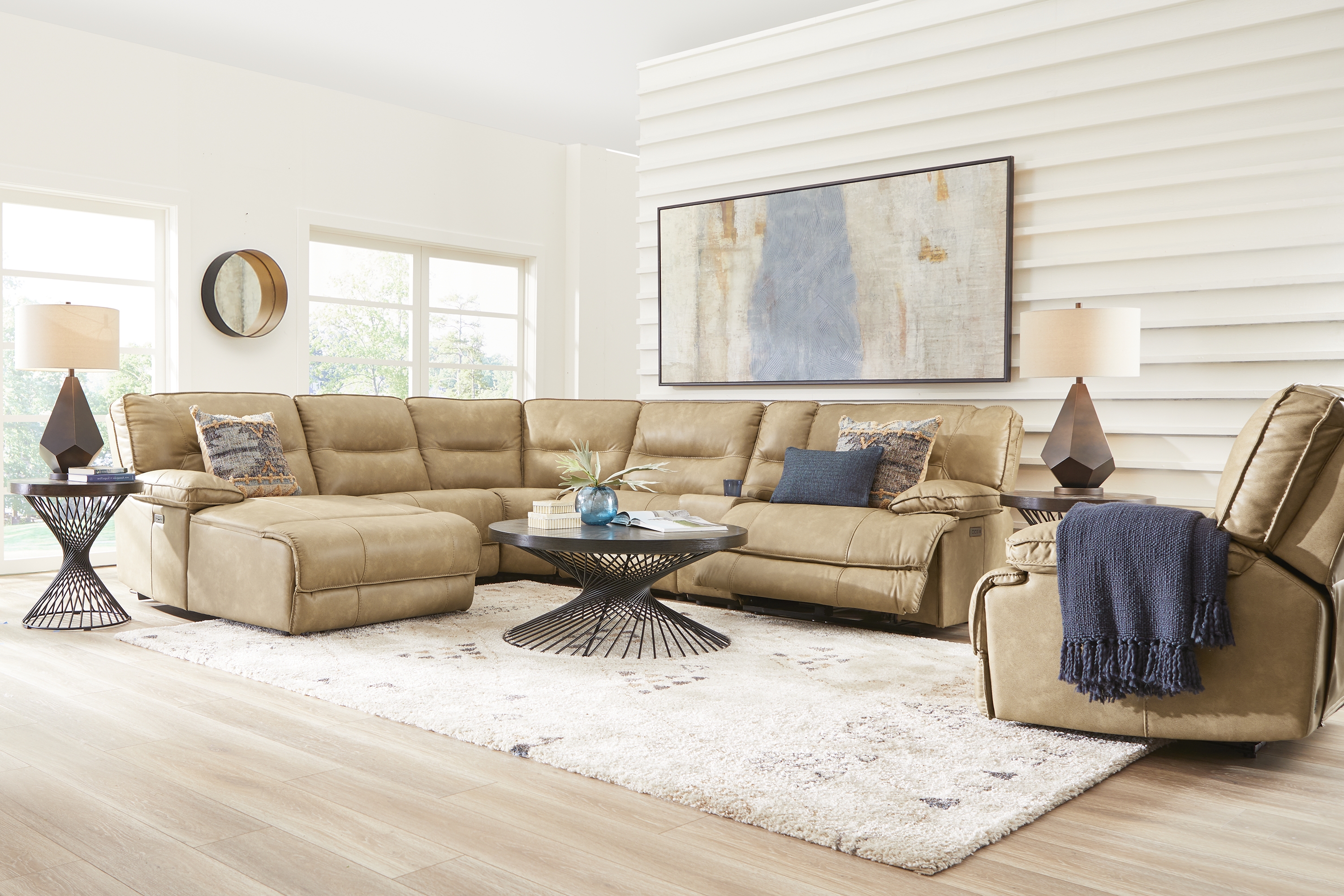 Caranova Camel 6 Pc Dual Power Reclining Sectional with Chaise - Thumbnail - Image 2