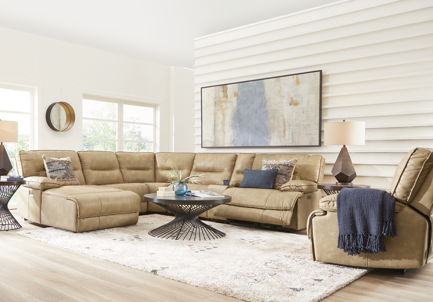 Caranova Camel 9 Pc Dual Power Sectional Living Room - Thumbnail - Image 2