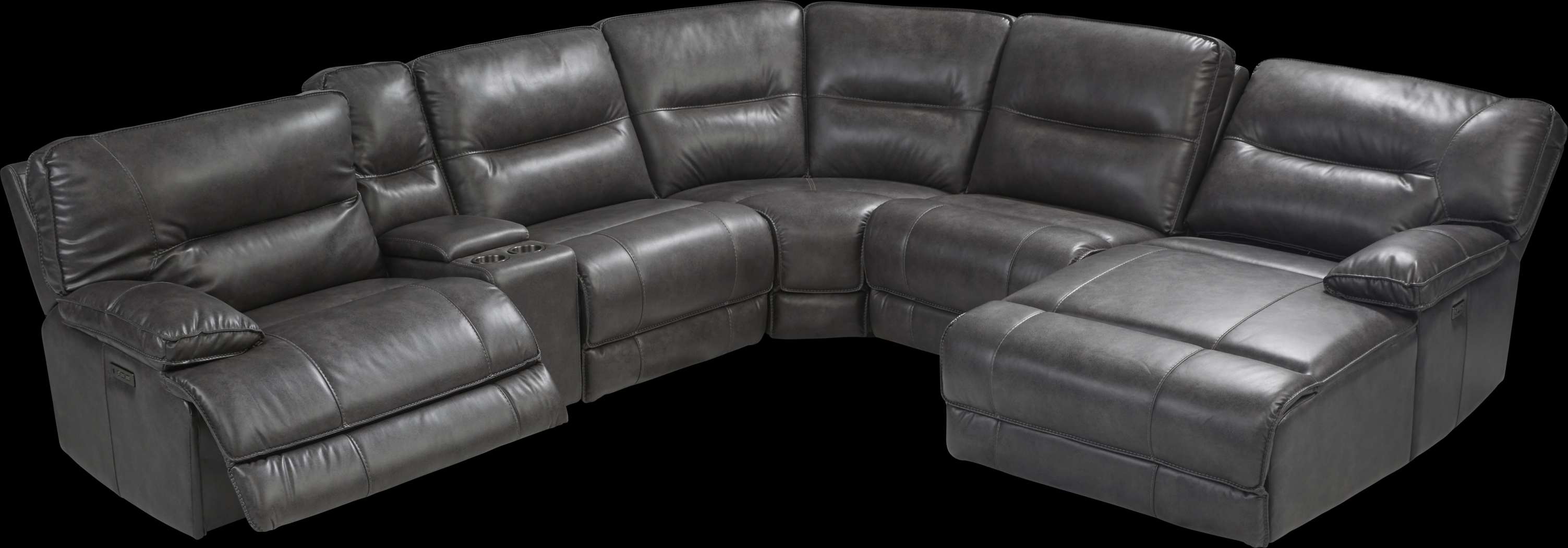 Caranova Dark Gray 6 Pc Dual Power Reclining Sectional with Chaise - Thumbnail - Image 3