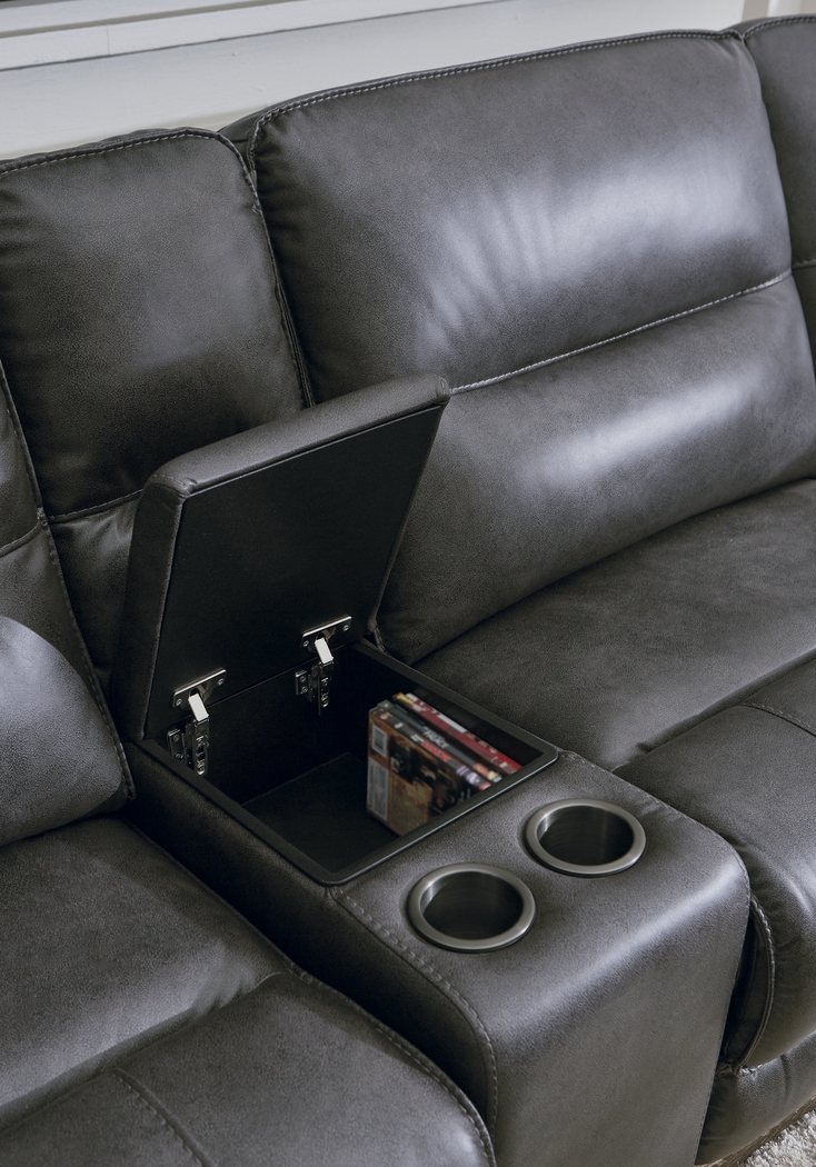 Caranova Dark Gray 6 Pc Dual Power Reclining Sectional with Chaise - Thumbnail - Image 4