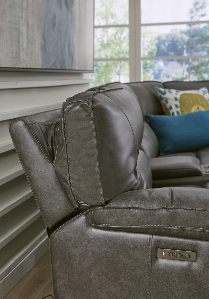 Caranova Dark Gray 7 Pc Dual Power Reclining Sectional Living Room - Thumbnail - Image 7