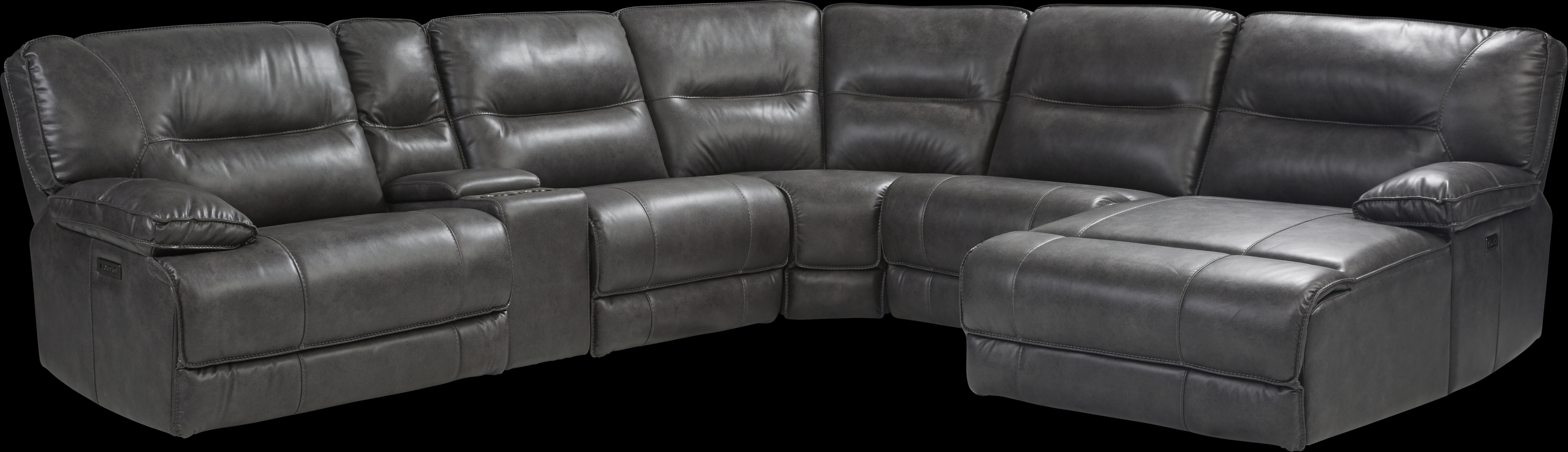 Caranova Dark Gray 6 Pc Dual Power Reclining Sectional with Chaise - Thumbnail - Image 1