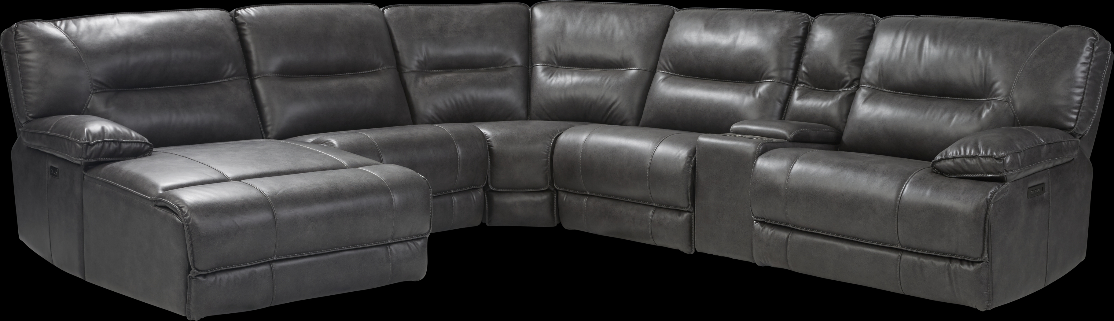 Caranova Dark Gray 9 Pc Dual Power Sectional Living Room - Thumbnail - Image 2