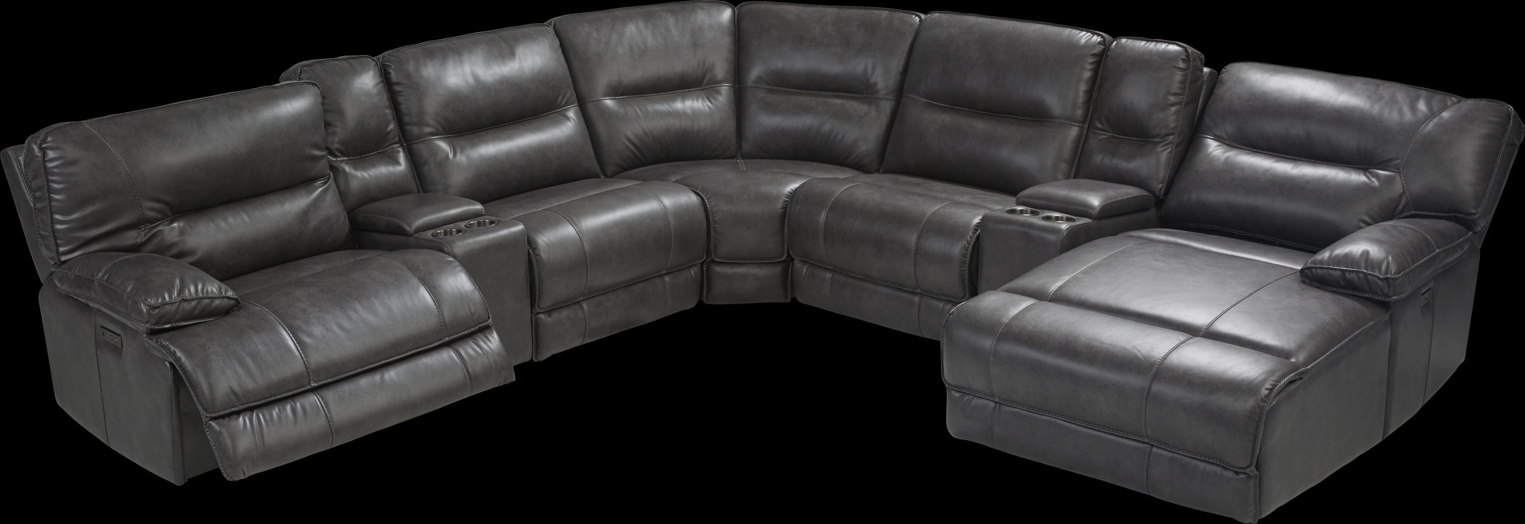 Caranova Dark Gray 7 Pc Dual Power Reclining Sectional - Thumbnail - Image 3