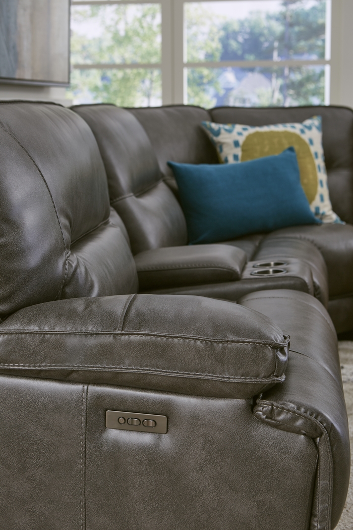 Caranova Dark Gray 7 Pc Dual Power Reclining Sectional - Thumbnail - Image 4