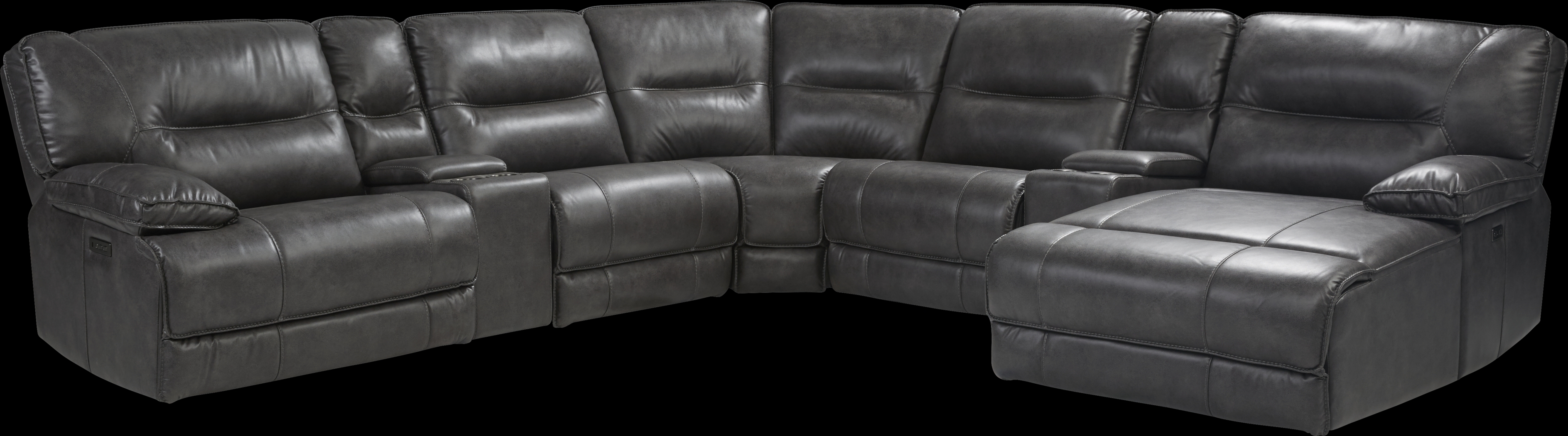 Caranova Dark Gray 7 Pc Dual Power Reclining Sectional - Thumbnail - Image 1