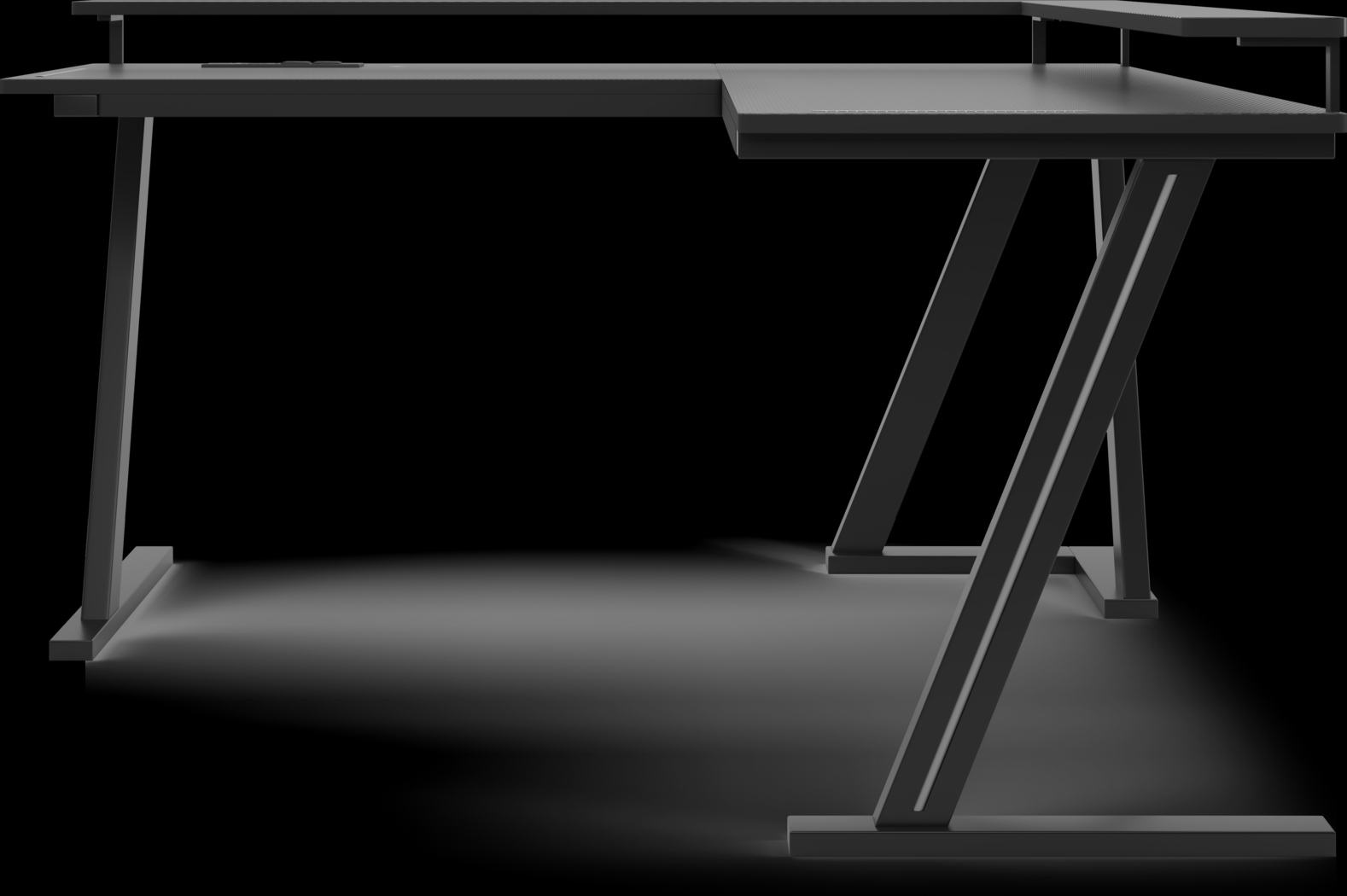 Kids Carbon Optix Black L-Shaped Computer Desk with LED Lights - Thumbnail - Image 2