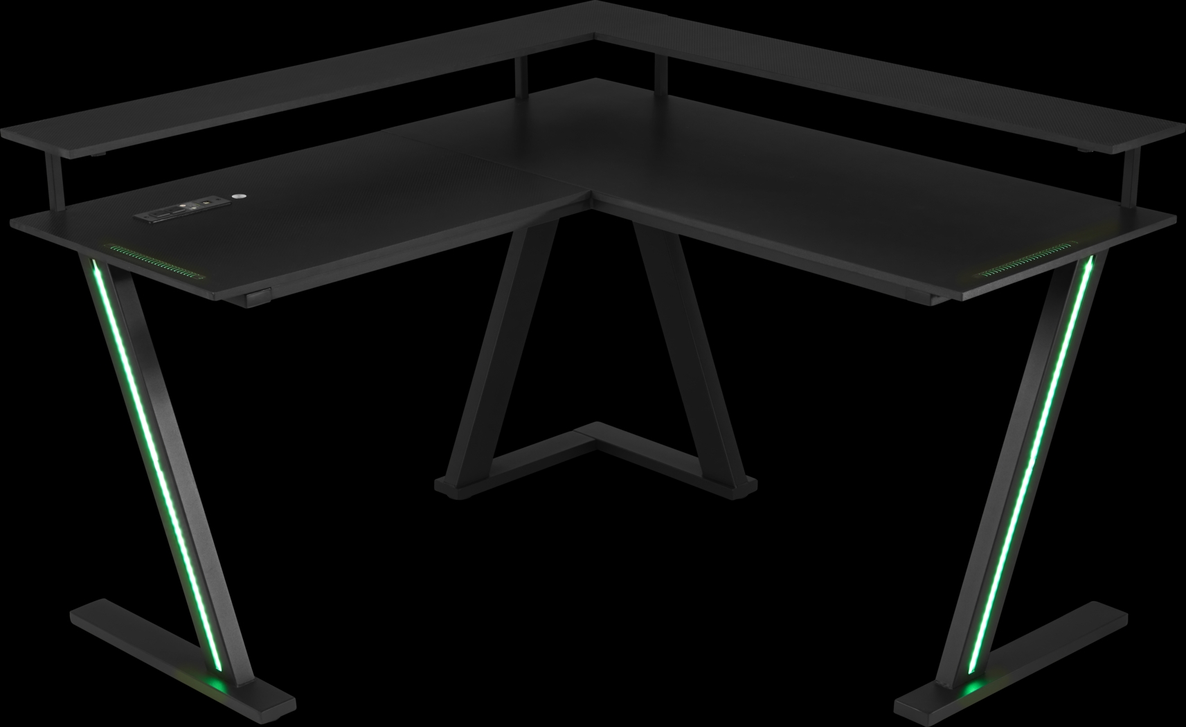 Kids Carbon Optix Black L-Shaped Computer Desk with LED Lights - Thumbnail - Image 4