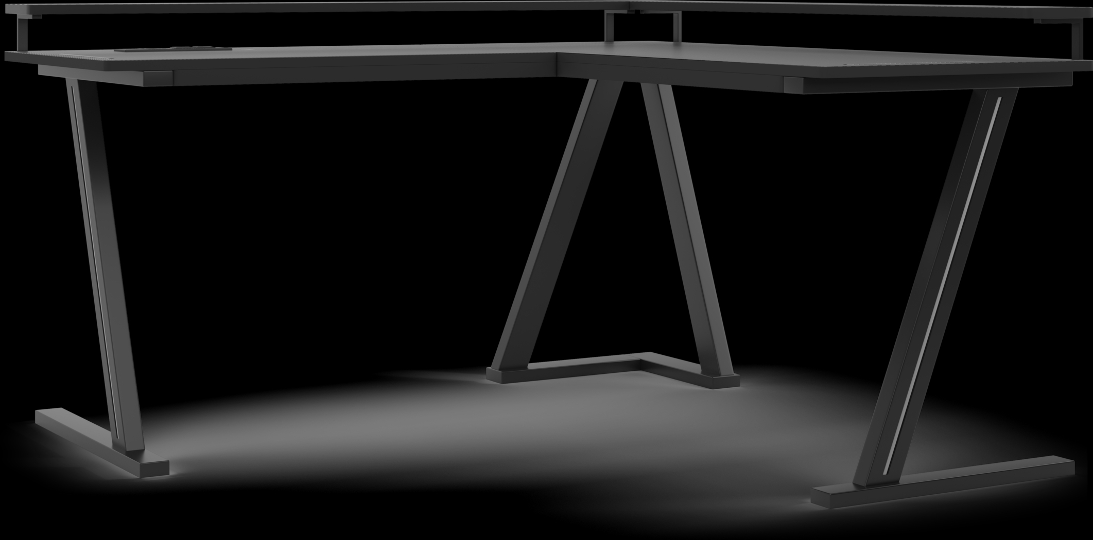 Kids Carbon Optix Black L-Shaped Computer Desk with LED Lights - Thumbnail - Image 1
