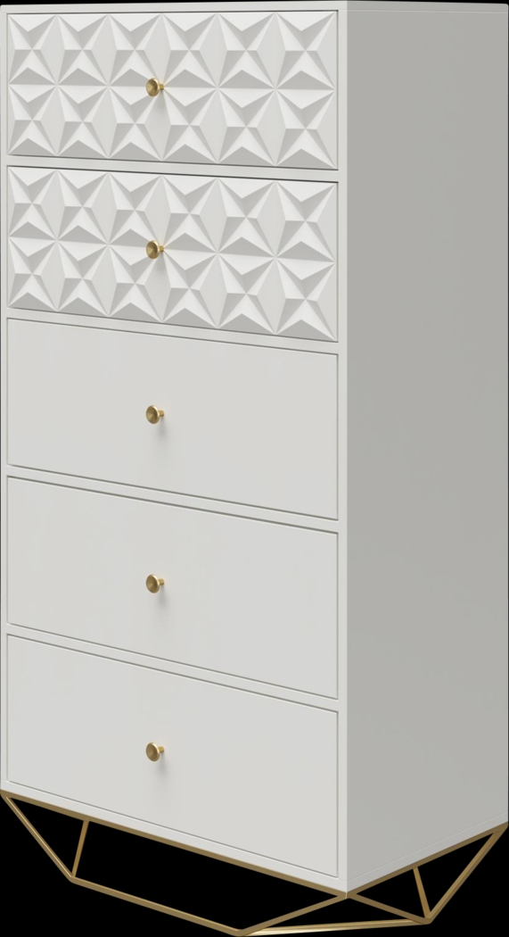Carbore White 5 Drawer Dresser - Thumbnail - Image 5