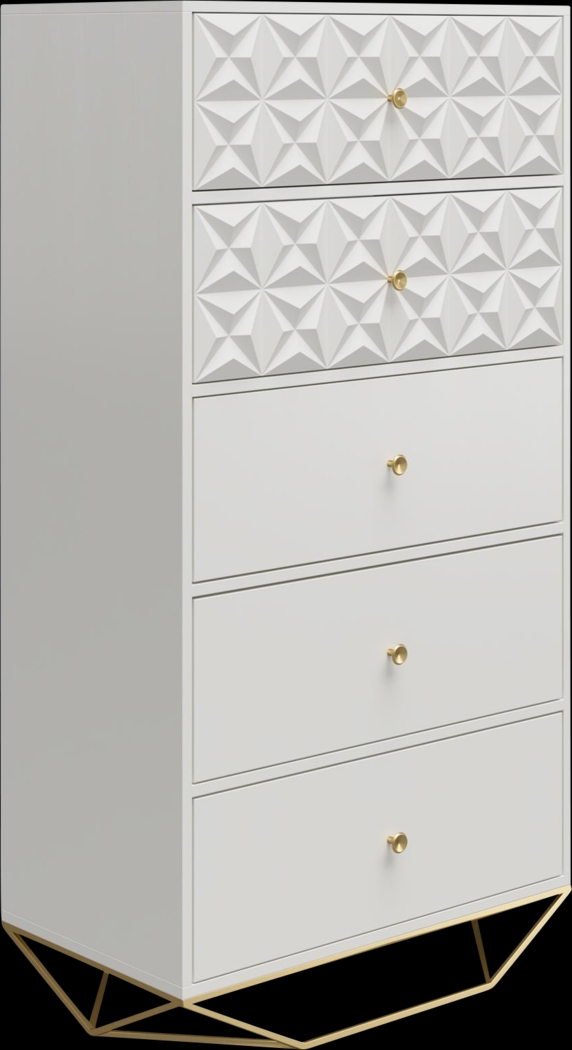 Carbore White 5 Drawer Dresser - Thumbnail - Image 6