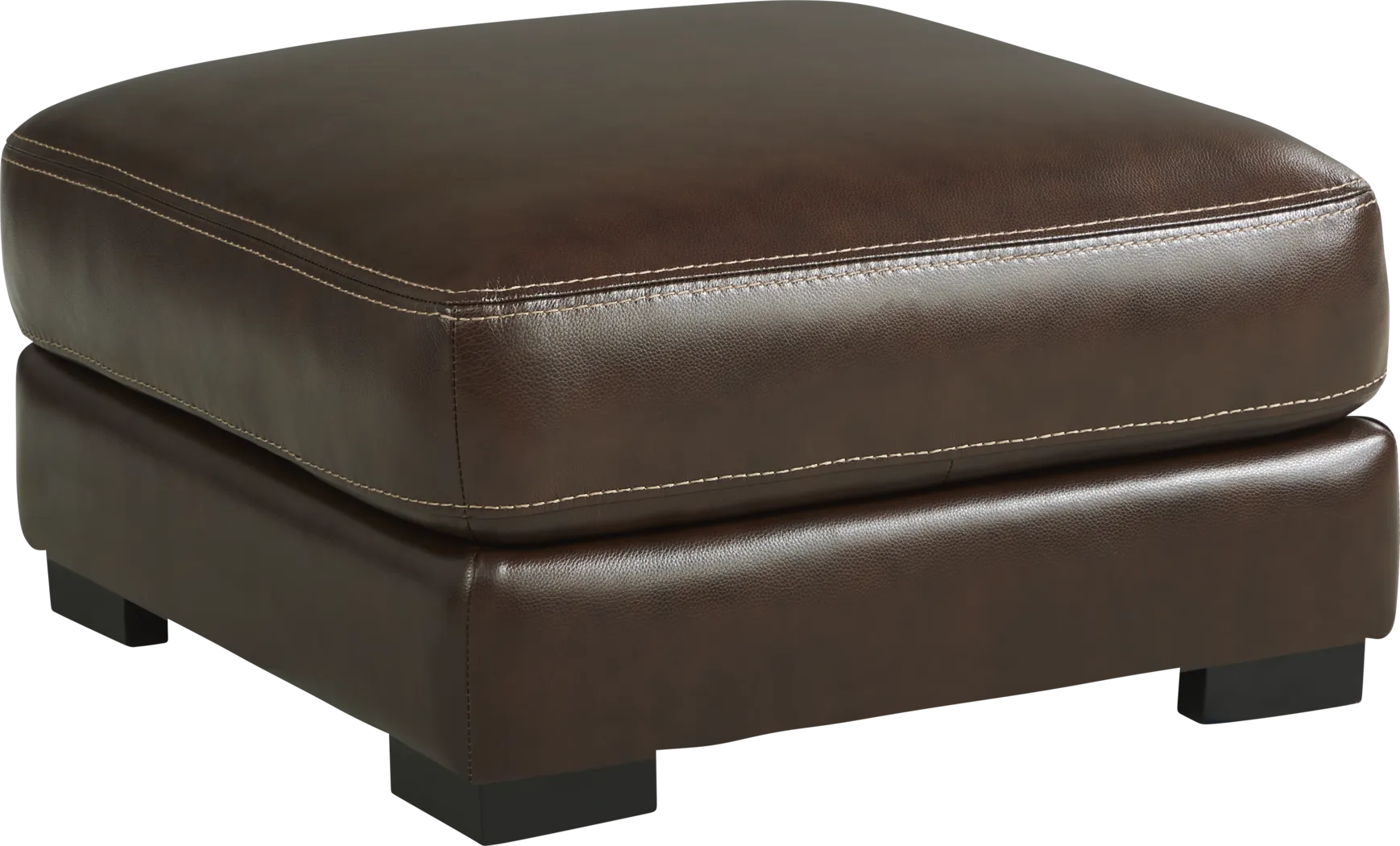 Cardenas Mahogany Leather Cocktail Ottoman - Thumbnail - Image 2