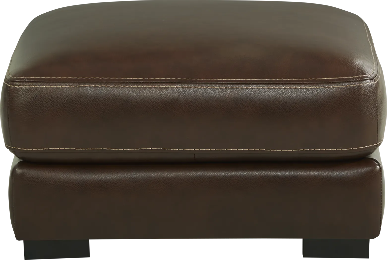 Cardenas Mahogany Leather Cocktail Ottoman - Thumbnail - Image 1