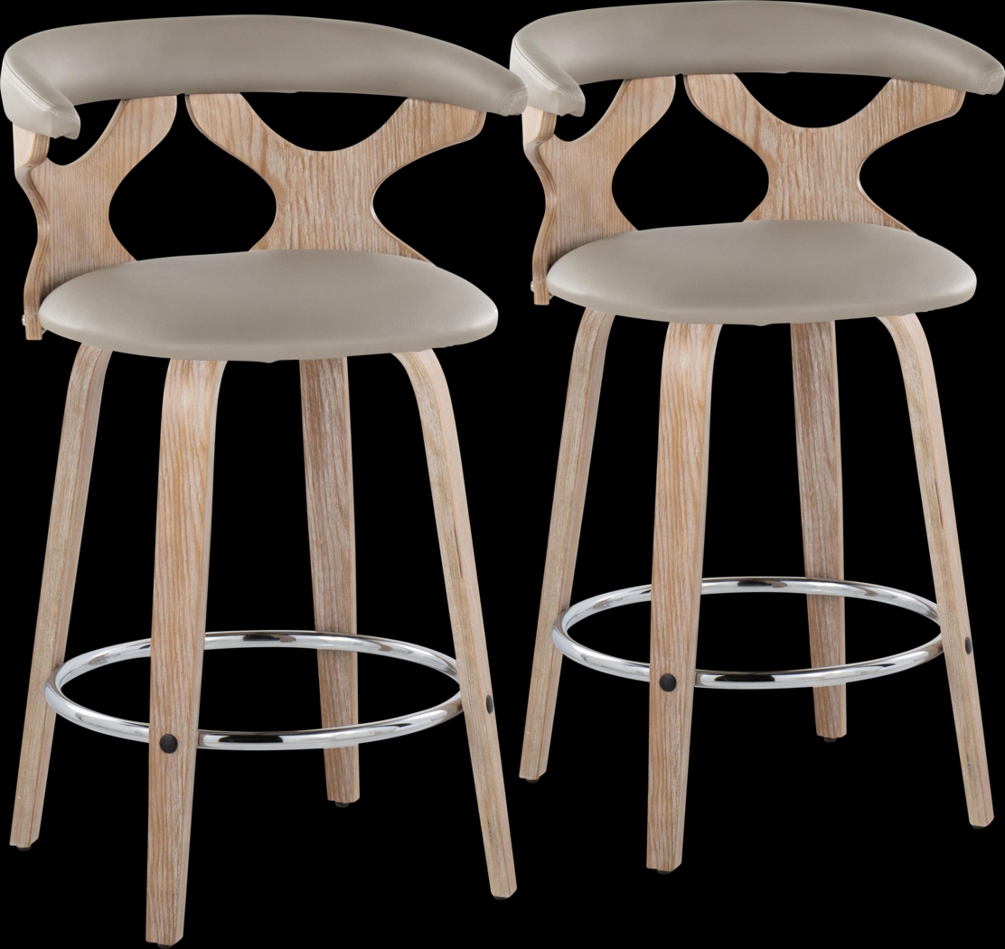 Cardeza II Light Gray Counter Height Stool, Set of 2 - Thumbnail - Image 1