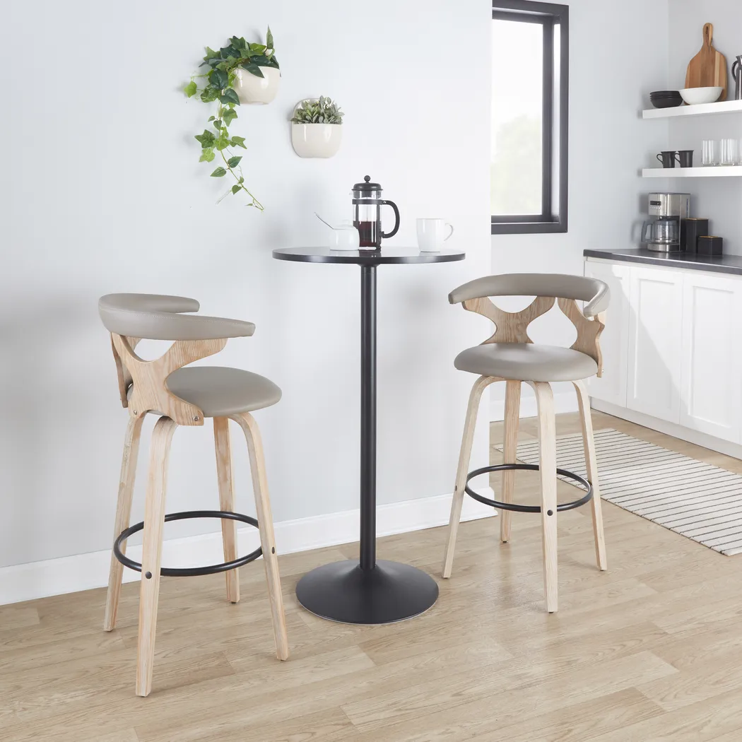 Cardeza III Light Gray Barstool, Set of 2 - Thumbnail - Image 2