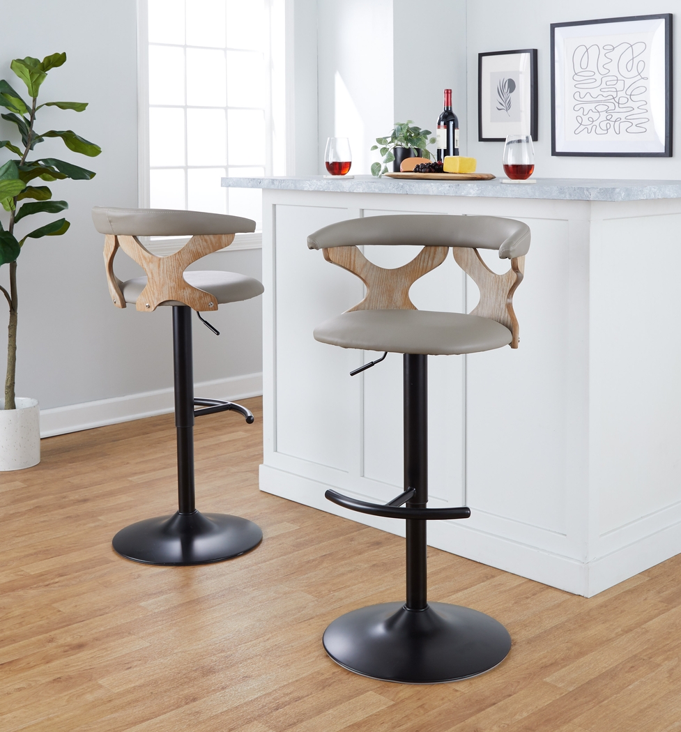 Cardeza IV Gray Adjustable Swivel Barstool, Set of 2 - Thumbnail - Image 3