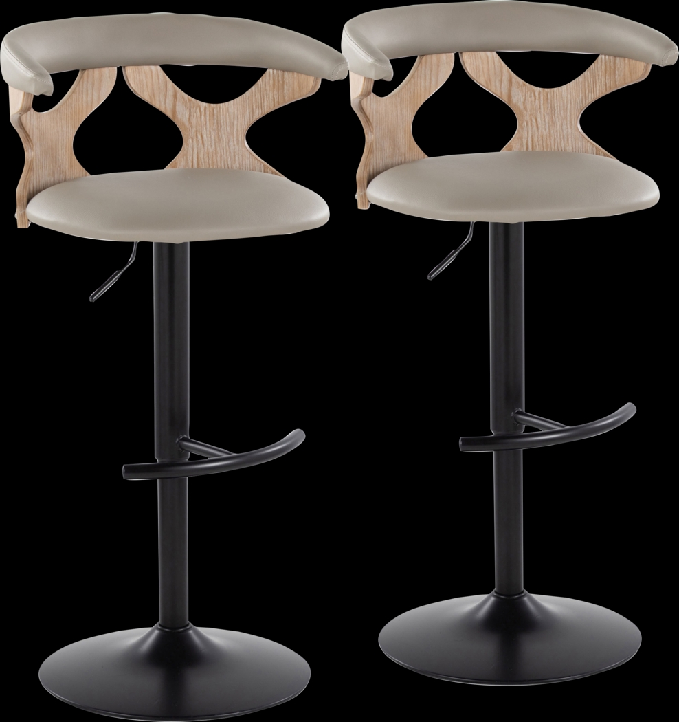 Cardeza IV Gray Adjustable Swivel Barstool, Set of 2 - Thumbnail - Image 1