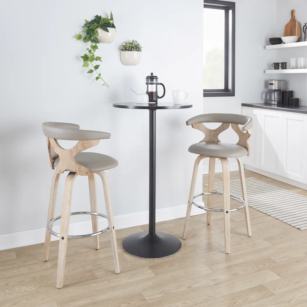 Cardeza Light Gray Barstool, Set of 2 - Thumbnail - Image 2