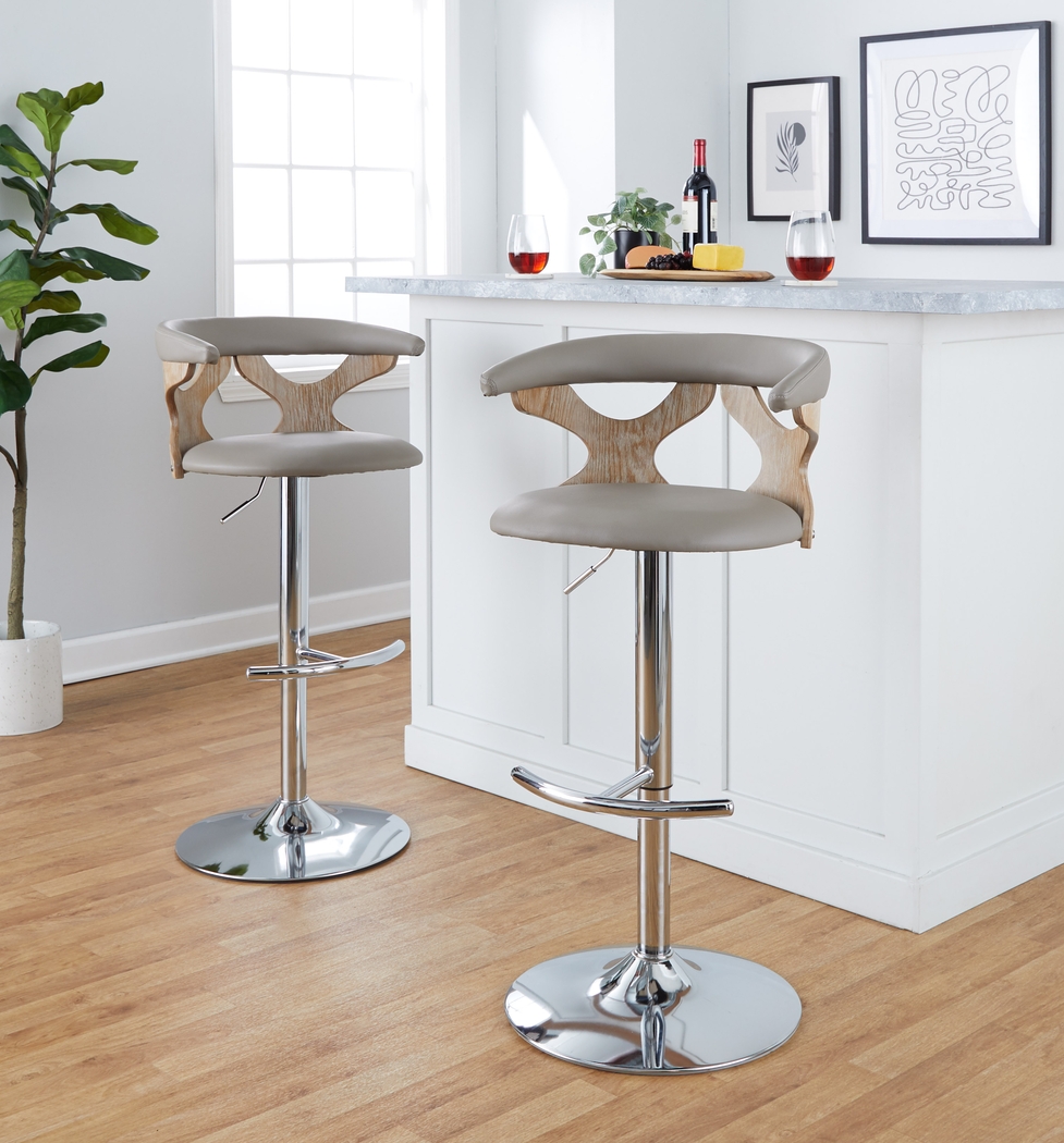 Cardeza V Gray Adjustable Swivel Barstool, Set of 2 - Thumbnail - Image 2