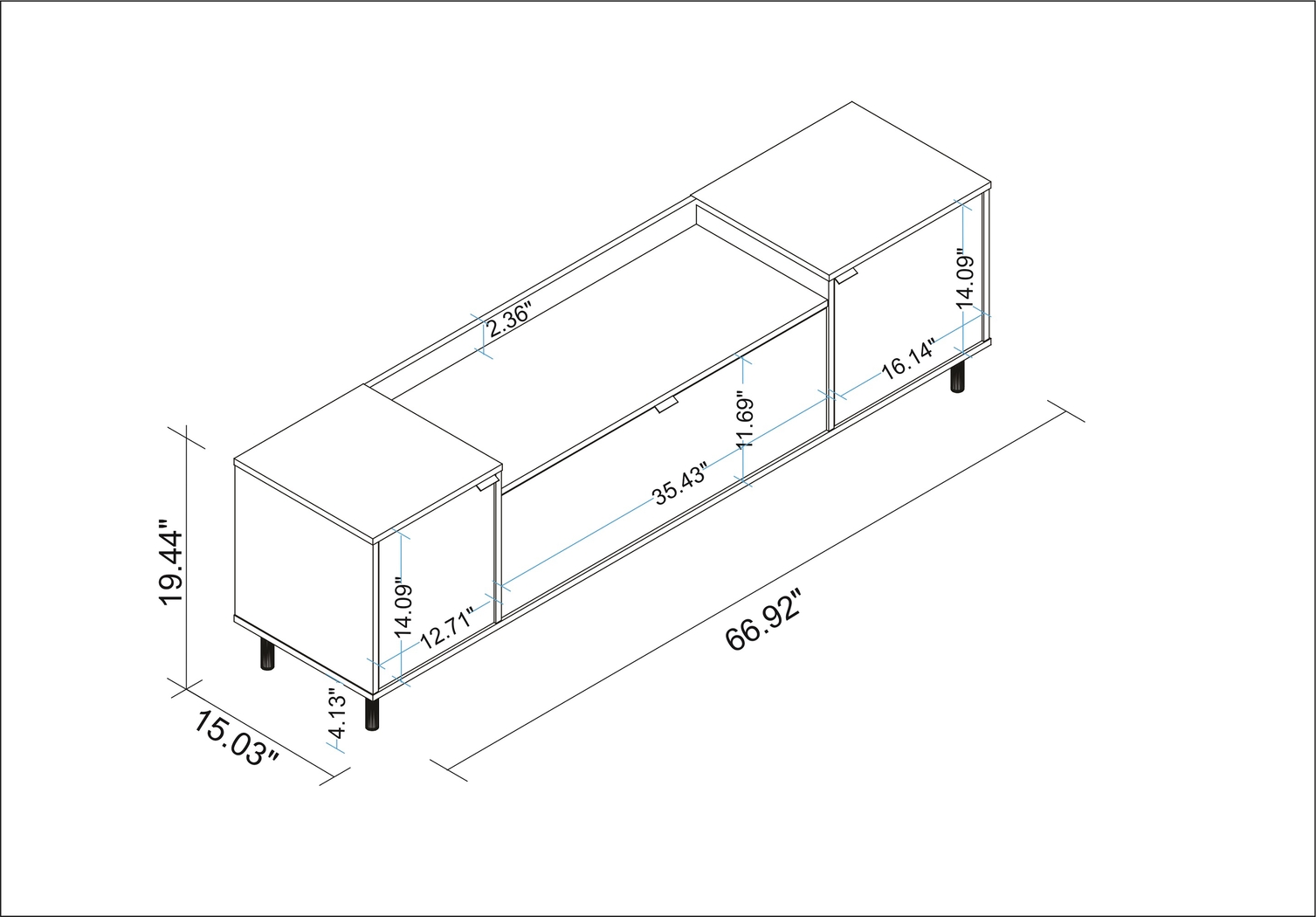 Cardifs Black 67 in. Console - Thumbnail - Image 7