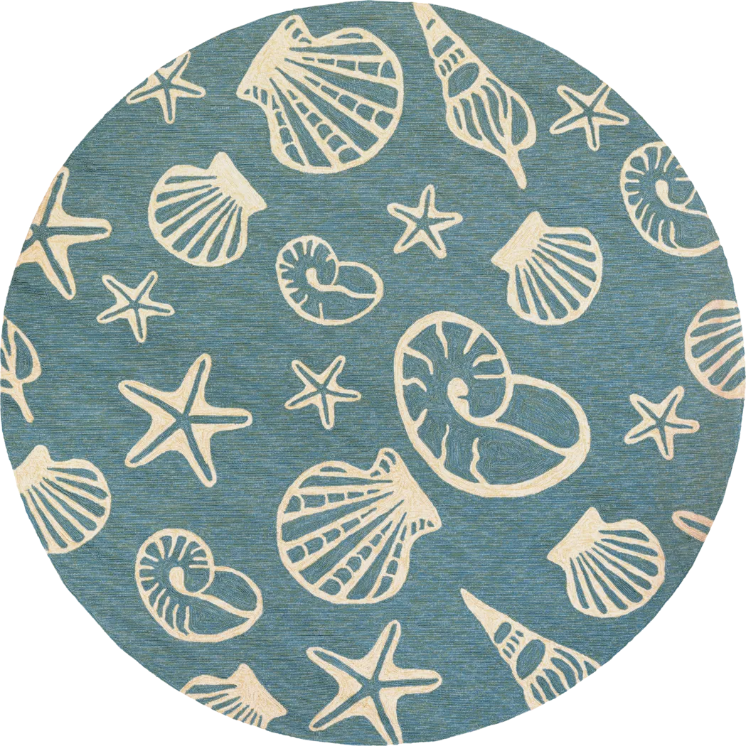 Cardita Blue 7'10 Round Indoor/Outdoor Rug - Thumbnail - Image 1