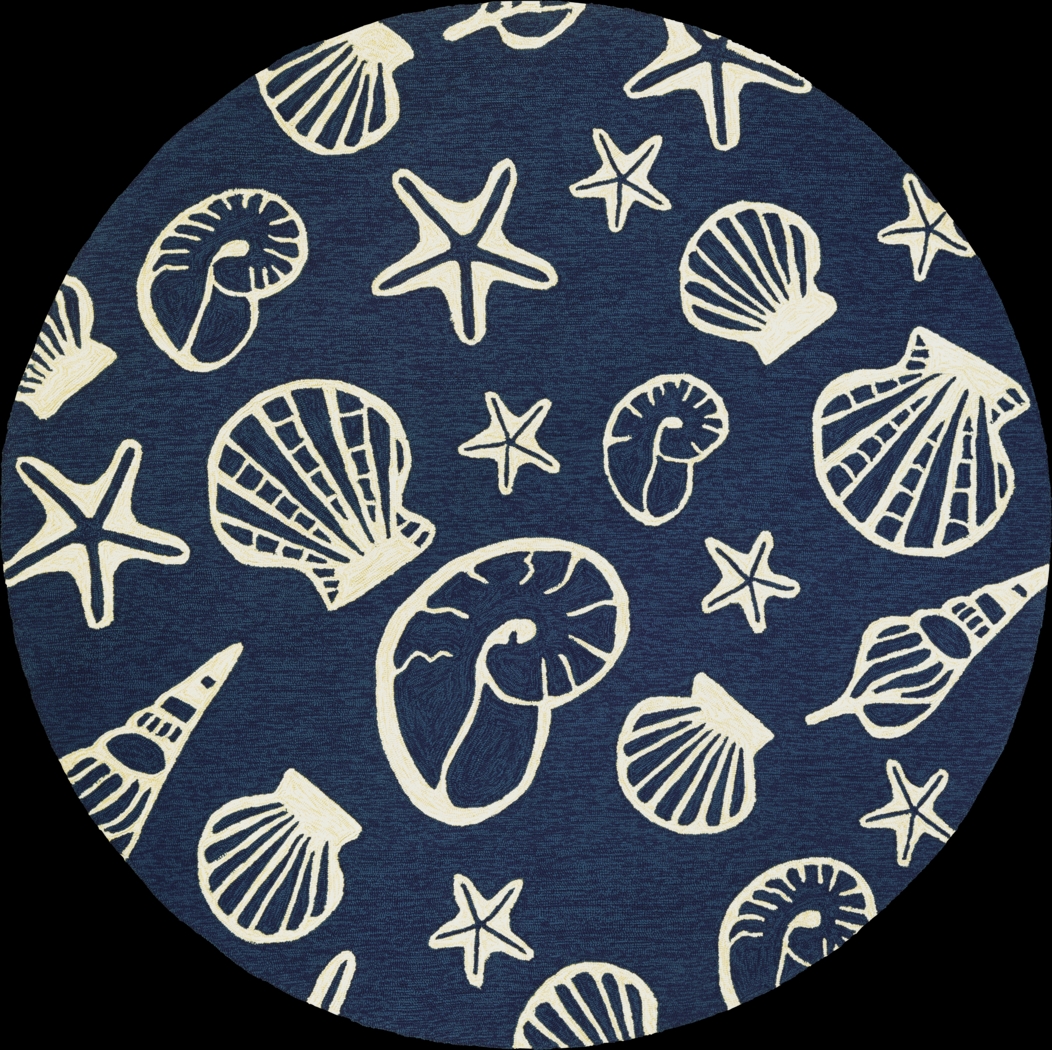 Cardita Blue 7'10 Round Indoor/Outdoor Rug - Thumbnail - Image 1
